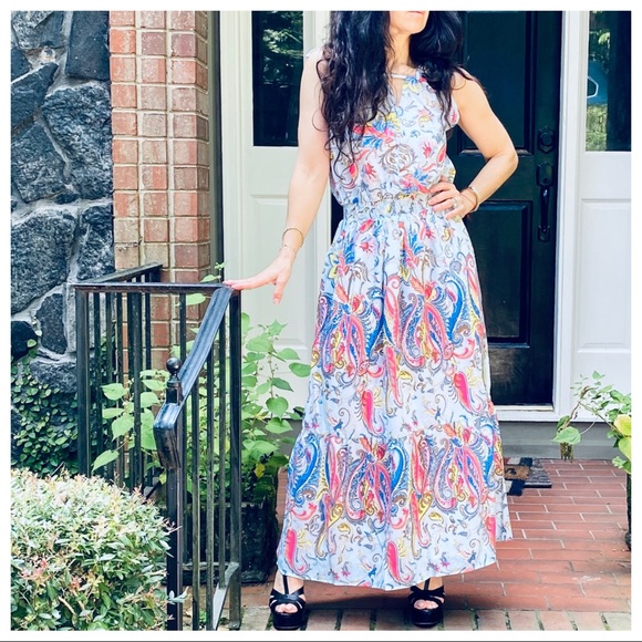 BOHO GYPSY CHIC FLIRAL TANK MAXI DRESS - Picture 3 of 8